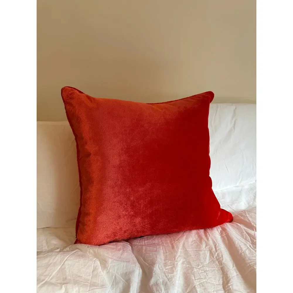 New Celebrity Home Terracotta Rust Velvet Feather Throw Pillow 20